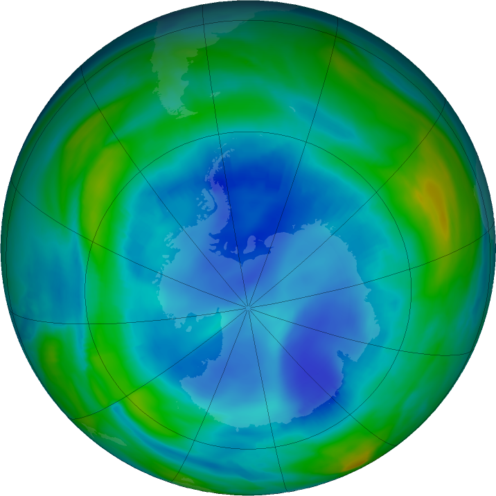 Antarctic ozone map for 12 August 2022